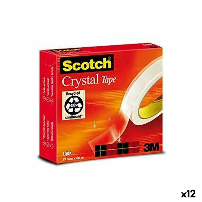 Bandă Adezivă Scotch Crystal Transparent 19 mm x 66 m (12 Unități)