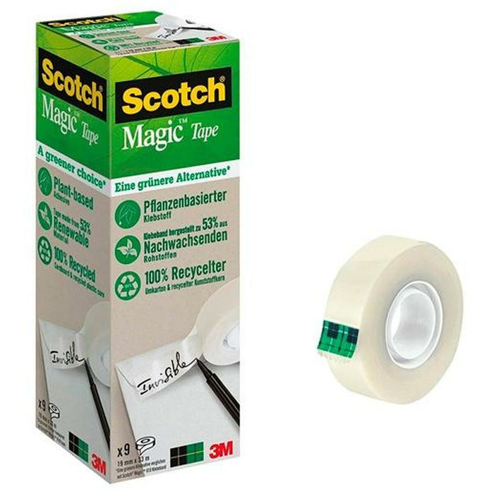 Set de Benzi Adezive Scotch Magic Transparent 9 Piese 19 mm x 33 m (4 Unități)