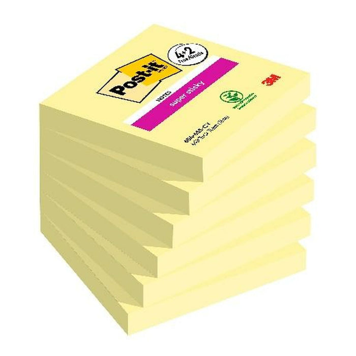Notițe cu Adeziv Post-it Super Sticky 90 Frunze 76 x 76 mm Galben 6 Piese