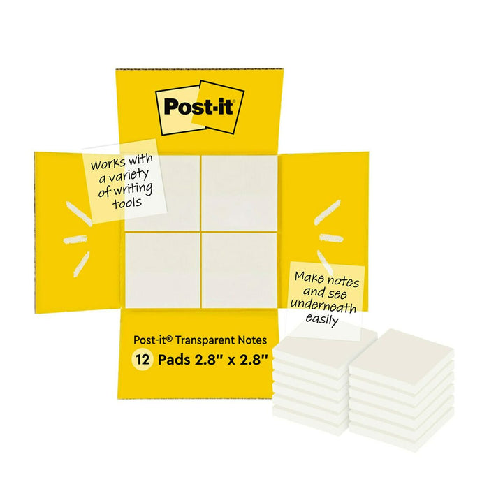 Notițe cu Adeziv Post-it 600-TRSPT-SIOC Transparent 12 Piese 73 x 73 mm