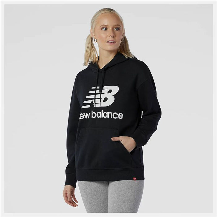 Hanorac cu Glugă Femei New Balance Essentials Stacked Logo Negru