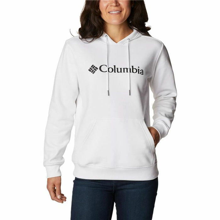 Hanorac cu Glugă Femei Columbia Logo Alb