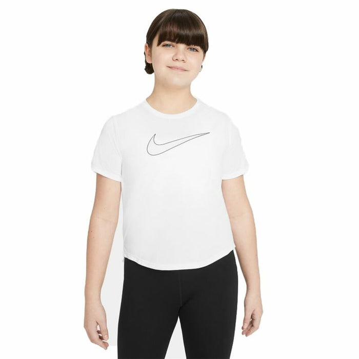 Tricou cu Mânecă Scurtă pentru Copii Nike Dri-FIT One Alb