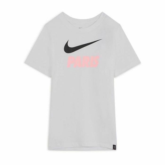 Tricou cu Mânecă Scurtă pentru Copii Nike PSG Swoosh Club Alb
