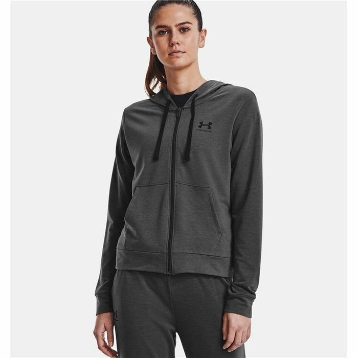 Hanorac cu Glugă Femei Under Armour Rival Terry FZ Cu husă Gri închis