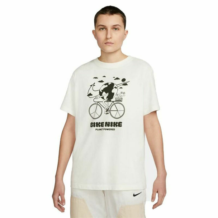 Tricou cu Mânecă Scurtă Bărbați Nike Bike Alb