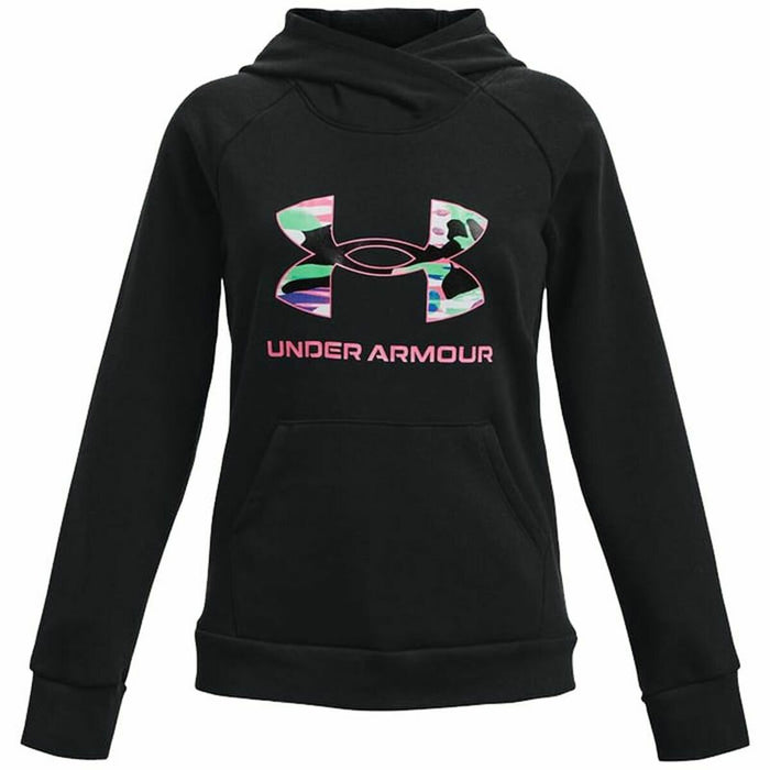 Hanorac cu glugă pentru fete Under Armour Rival Big Logo Negru
