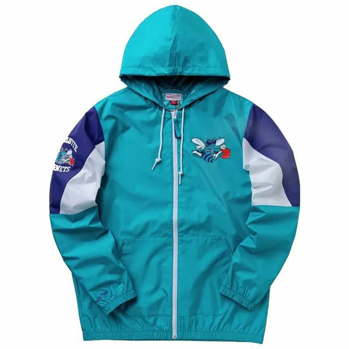 Jachetă Sport de Bărbați Mitchell & Ness Charlotte Hornets Albastru Turquoise