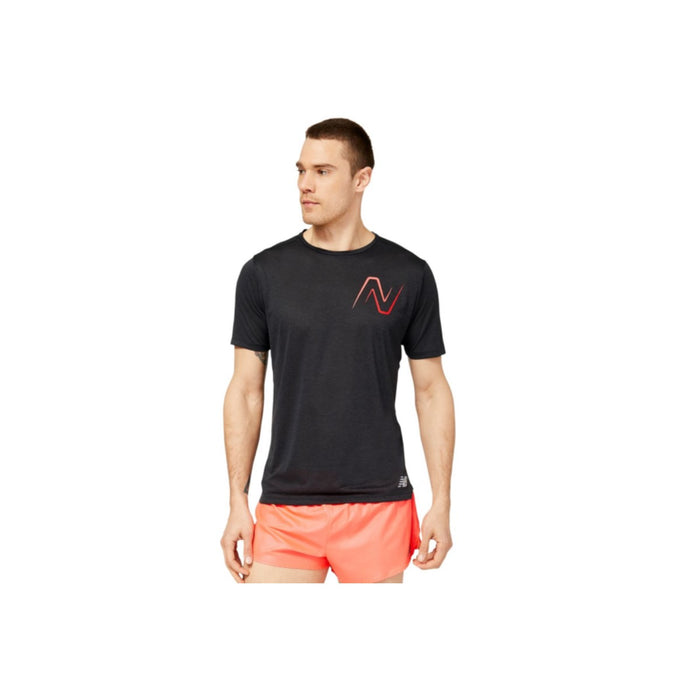Tricou cu Mânecă Scurtă Bărbați New Balance Graphic Impact Run Negru