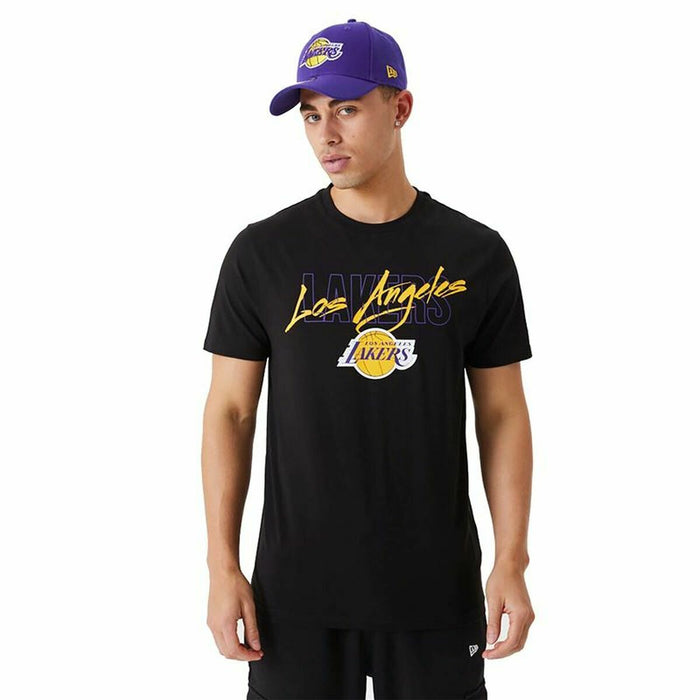 Tricou cu Mânecă Scurtă Bărbați New Era Script LA Lakers