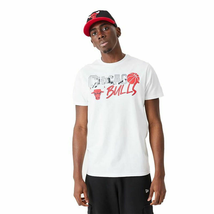Tricou cu Mânecă Scurtă Bărbați New Era NBA Infill Graphic Chicago Bulls Alb