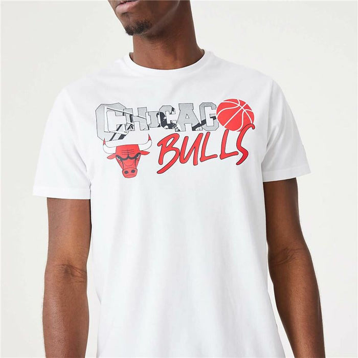 Tricou cu Mânecă Scurtă Bărbați New Era NBA Infill Graphic Chicago Bulls Alb