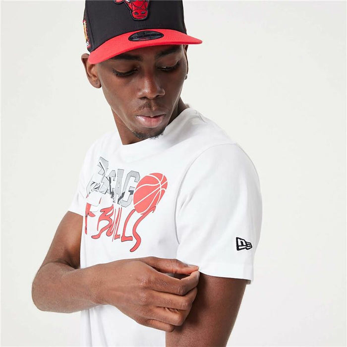 Tricou cu Mânecă Scurtă Bărbați New Era NBA Infill Graphic Chicago Bulls Alb