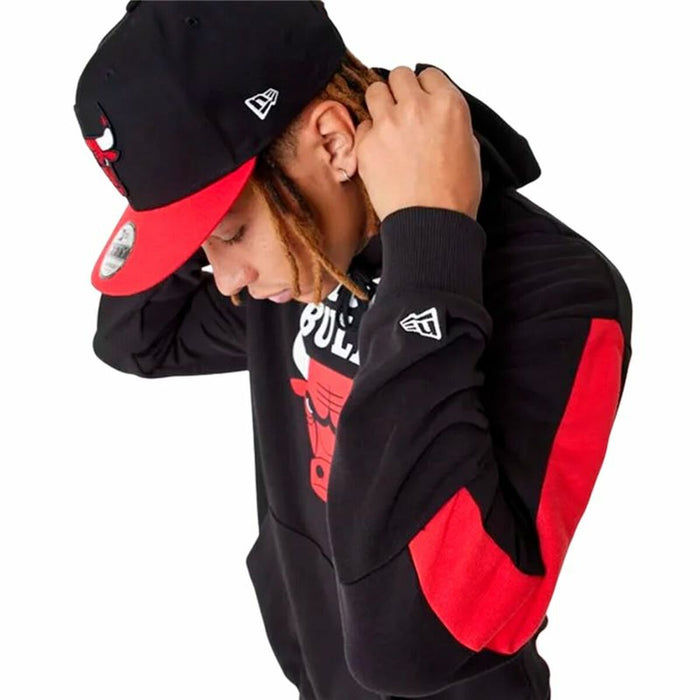 Hanorac cu Glugă Unisex New Era NBA Colour Block Chicago Bulls Negru