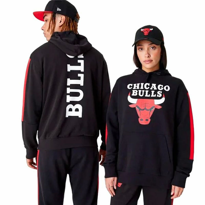 Hanorac cu Glugă Unisex New Era NBA Colour Block Chicago Bulls Negru