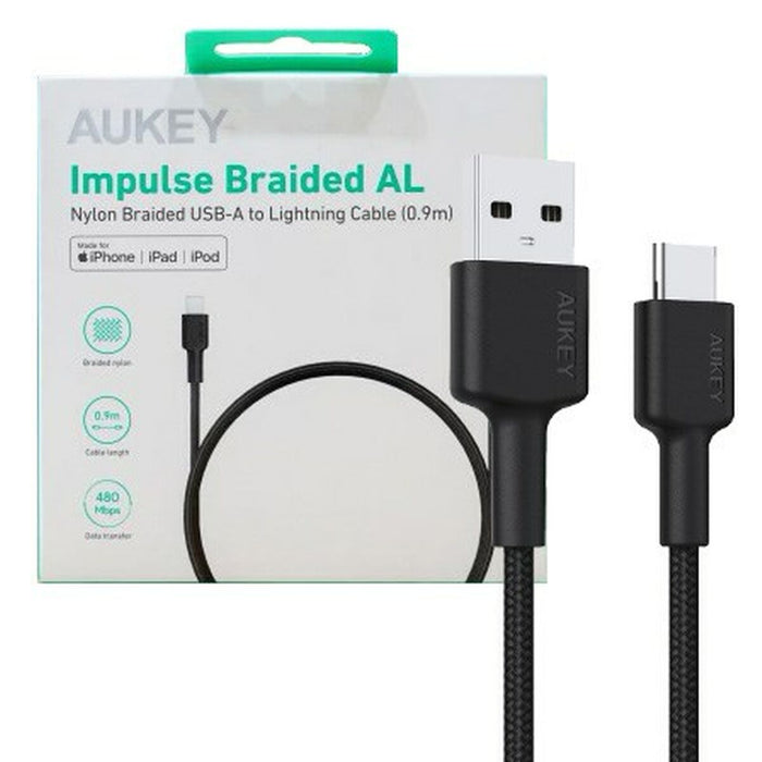 Cablu USB la Lightning Aukey CB-CD30 Negru 90 cm