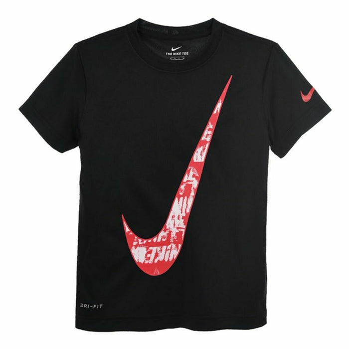 Tricou cu Mânecă Scurtă pentru Copii Nike Texture Swoosh Negru