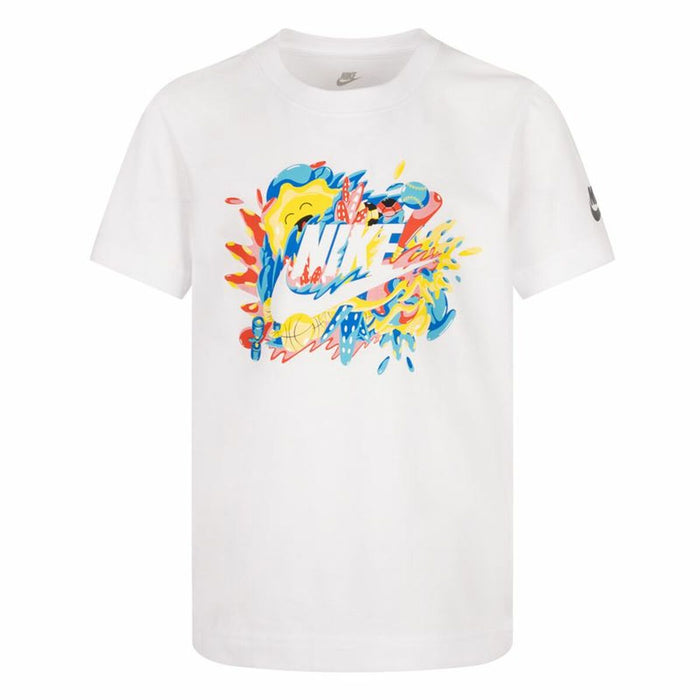 Tricou cu Mânecă Scurtă pentru Copii Nike Sport Splash Alb