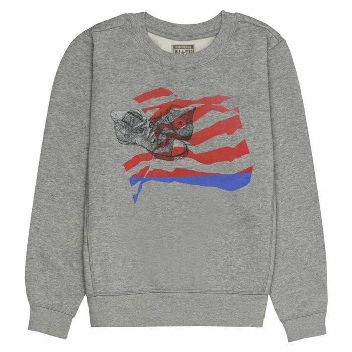 Hanorac fără Glugă Bărbați Converse Graphic Fleece Crew Gri deschis