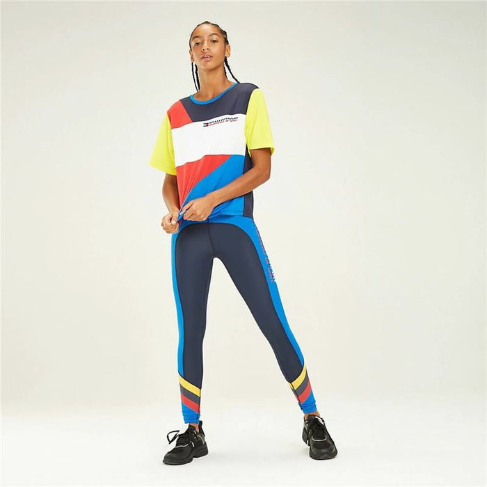 Tricou cu Mânecă Scurtă Femei Tommy Hilfiger Colour-Blocked Albastru