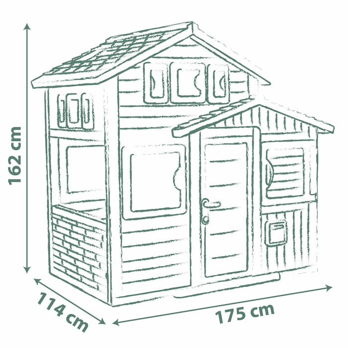 Casă pentru Copii de Joacă Smoby GREEN EVO FRIENDS HOUSE 175,4 x 114,3 x 162 cm