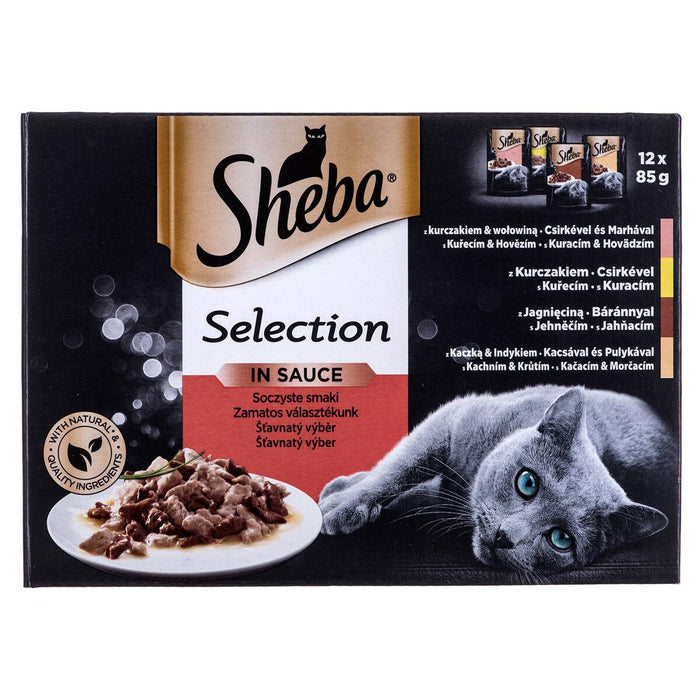 Mâncare pentru pisici Sheba Selection in Sauce Pui Curcan Vițel Carne de oaie 85 g