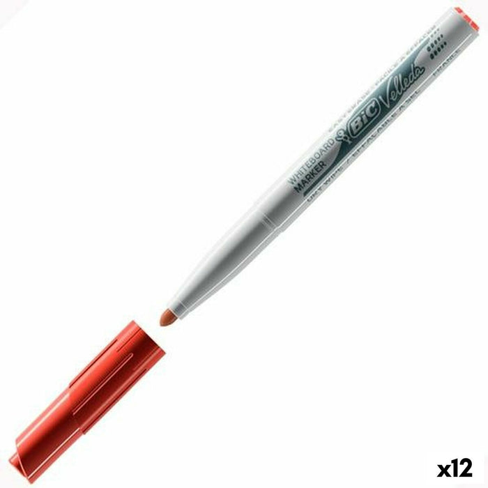 Cariocă Bic Velleda 1741 Tablă albă Roșu (12 Unități)