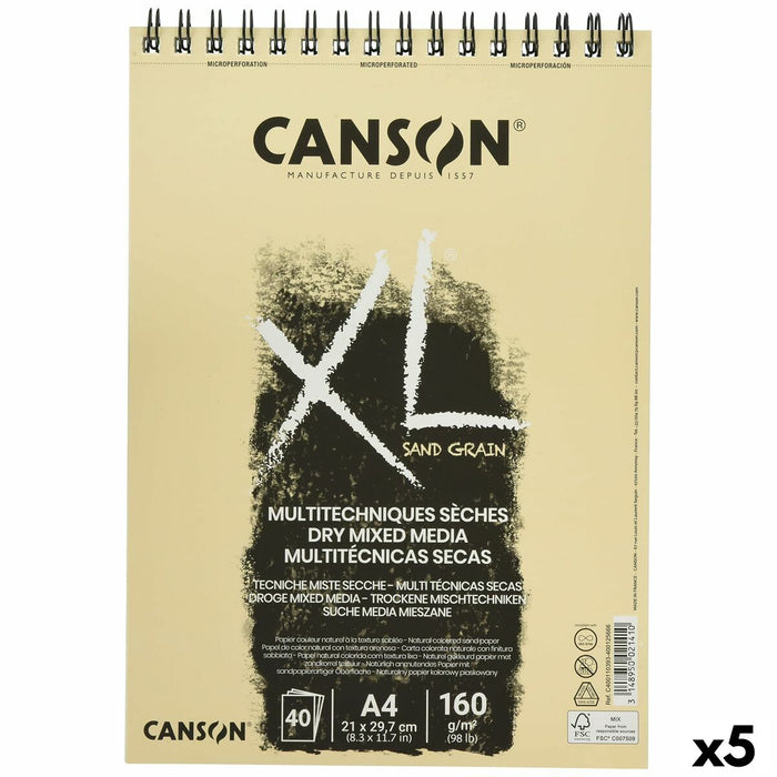 Bloc de schițe Canson XL Sand Natural A4 5 Unități 40 Frunze 160 g/m2