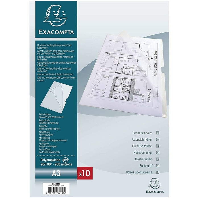 Dosar Exacompta Mapă pentru Documente 10 Unități Transparent A3