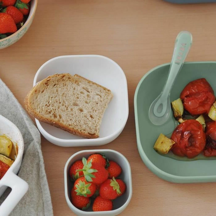 Set de recipiente pentru mâncare de bebe Béaba 3 Piese Silicon Verde