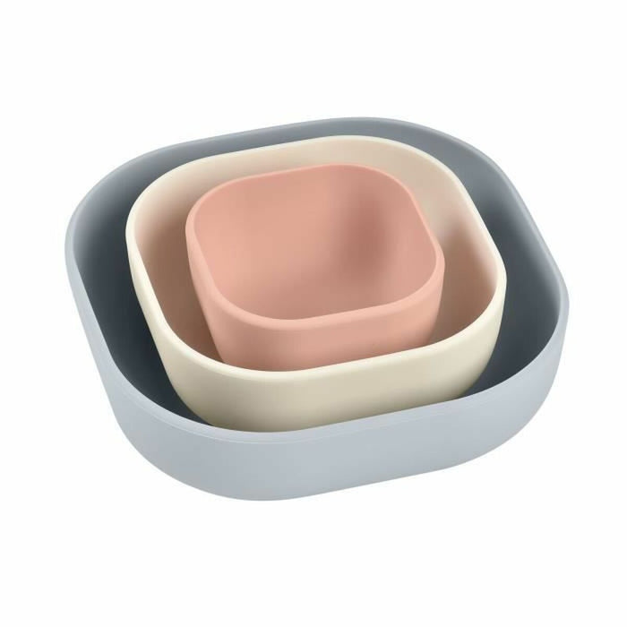 Set de recipiente pentru mâncare de bebe Béaba 3 Piese Silicon Roz