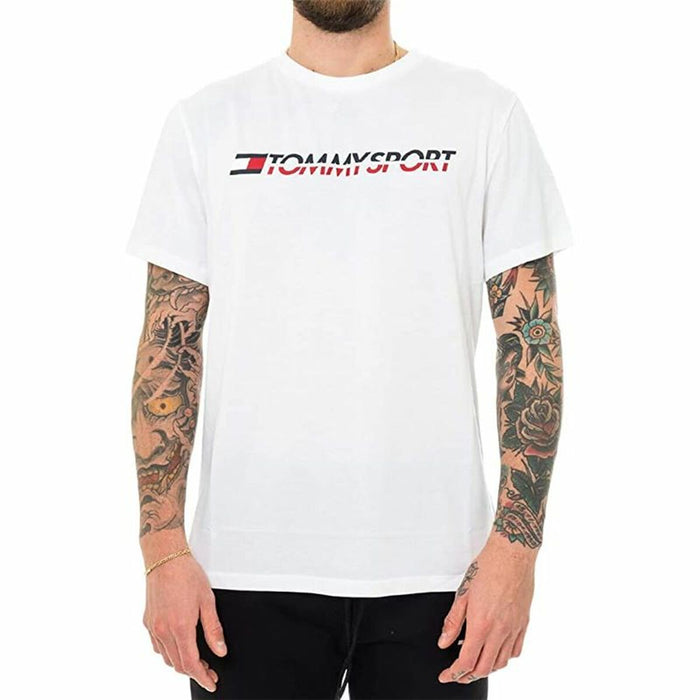 Tricou cu Mânecă Scurtă Bărbați Tommy Hilfiger Logo Chest Alb