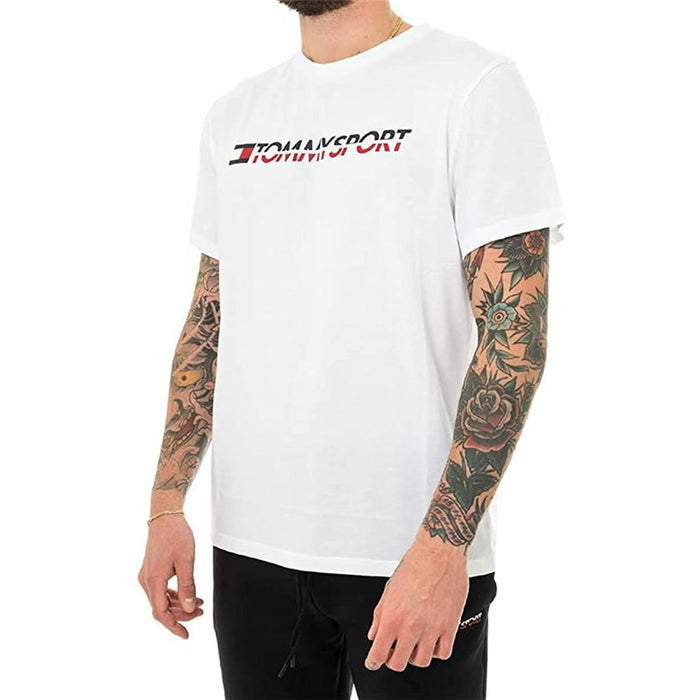 Tricou cu Mânecă Scurtă Bărbați Tommy Hilfiger Logo Chest Alb