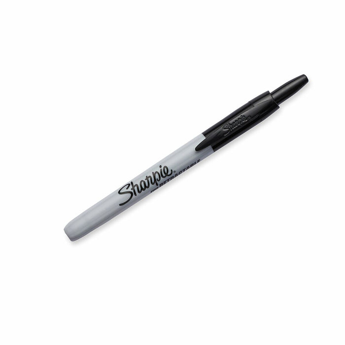 Marker permanent Sharpie Fine Retractabil Negru 12 Unități