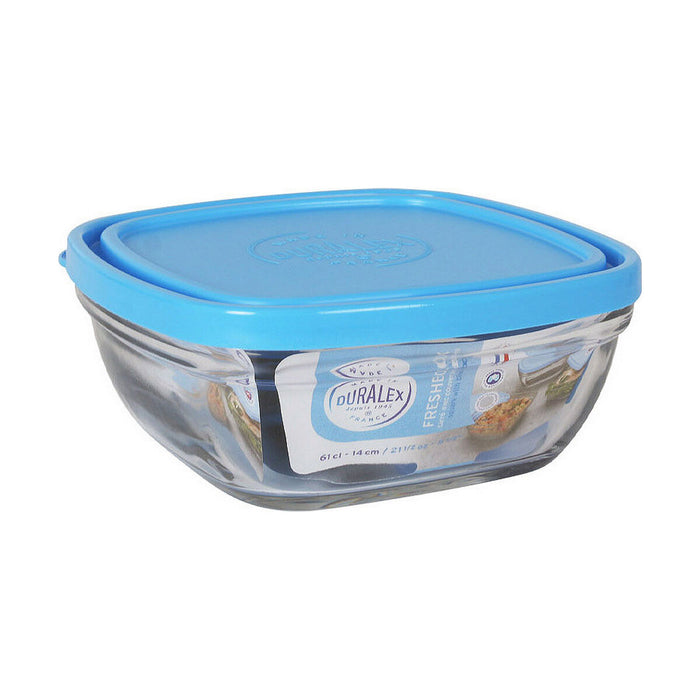 Cutie pentru prânz ermetică Duralex Freshbox Albastru Pătrat (14 x 14 x 6 cm) (610 ml)