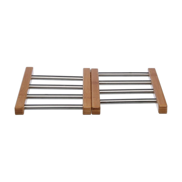 Suport Protecție pentru Masă Secret de Gourmet Oțel inoxidabil Bambus Extensibil (35,2 x 22,2 x 2 cm)