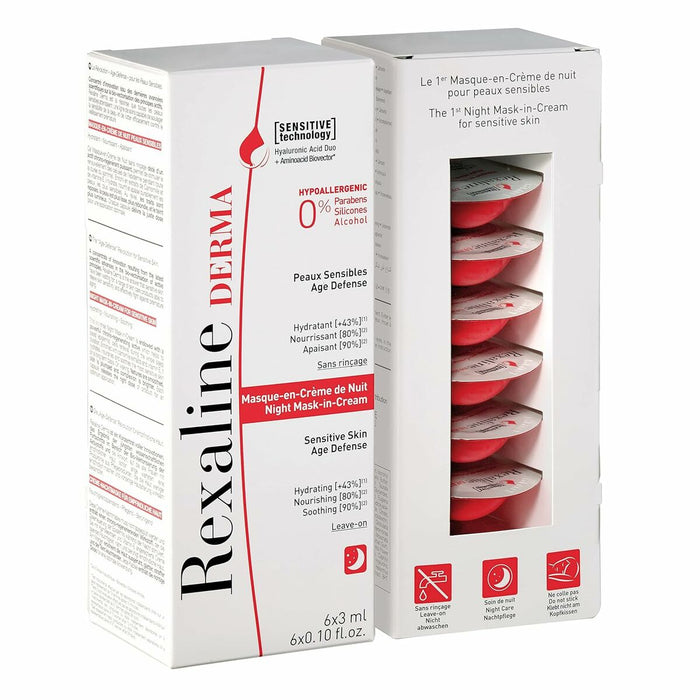 Mască Hidratantă de Noapte Rexaline Derma 3 ml x 6 Piele sensibilă