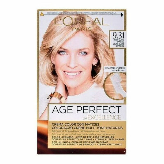 Vopsea Permanentă Anti-aging Excellence Age Perfect L'Oreal Make Up Excellence Age Perfect Švelni auksinė blondinė Nº 9.0-rubio