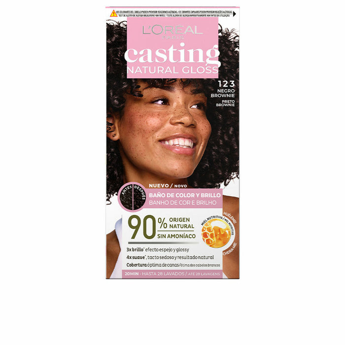 Pusiau laikinas dažas L'Oreal Make Up Casting Natural Gloss Fără amoniac Nº 123-negro brownie 180 ml