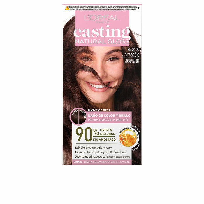 Pusiau laikinas dažas L'Oreal Make Up Casting Natural Gloss Fără amoniac Nº 423-castaño capuccino (180 ml)