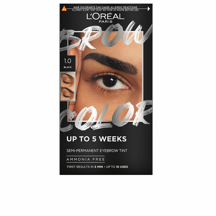 Vopsea pentru Sprâncene L'Oreal Make Up BROW COLOR Nº 1.0 Black Semi-permanent 4 Piese