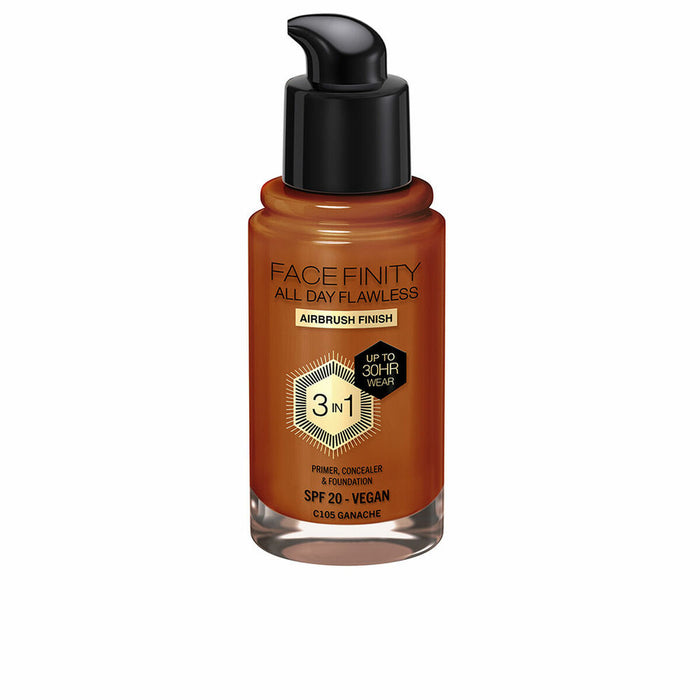 Bază de machiaj cremoasă Max Factor Face Finity All Day Flawless 3 în 1 Spf 20 Nº C105 Ganache 30 ml