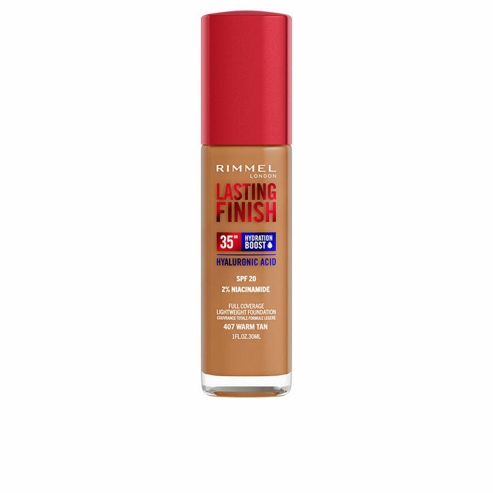 Bază de machiaj cremoasă Rimmel London Lasting Finish Nº 407 Warm Tan Spf 20 30 ml