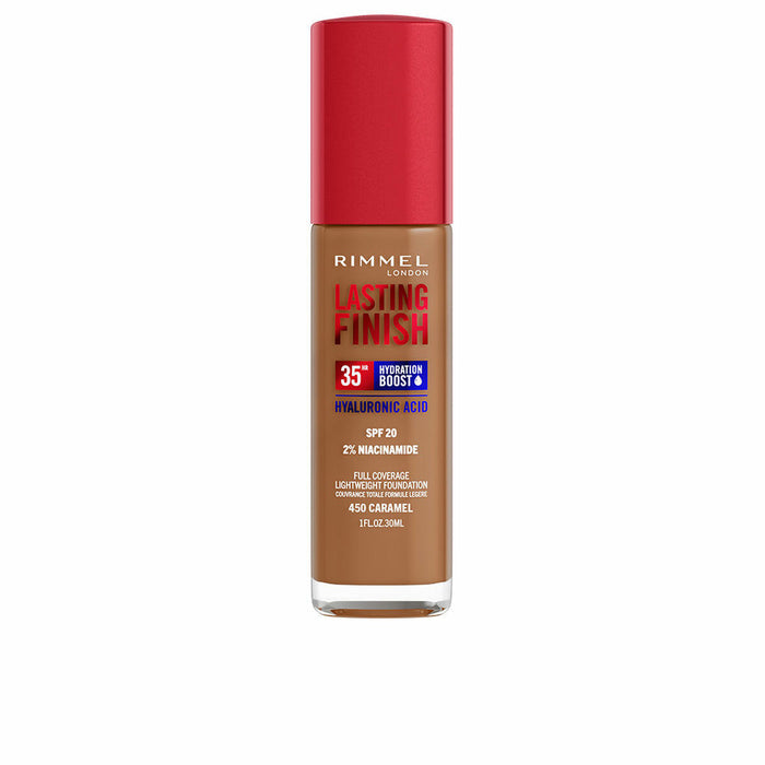 Bază de machiaj cremoasă Rimmel London Lasting Finish Nº 450 Caramel Spf 20 30 ml