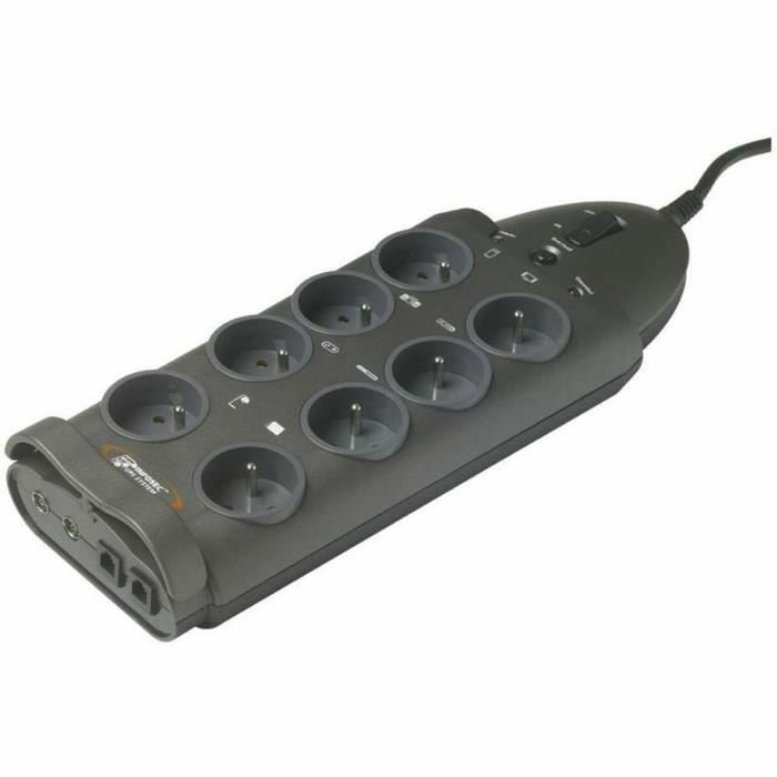 Placă de Circuit 8 Puncte de Conectare Schuko INFOSEC S8 LAN TV Negru