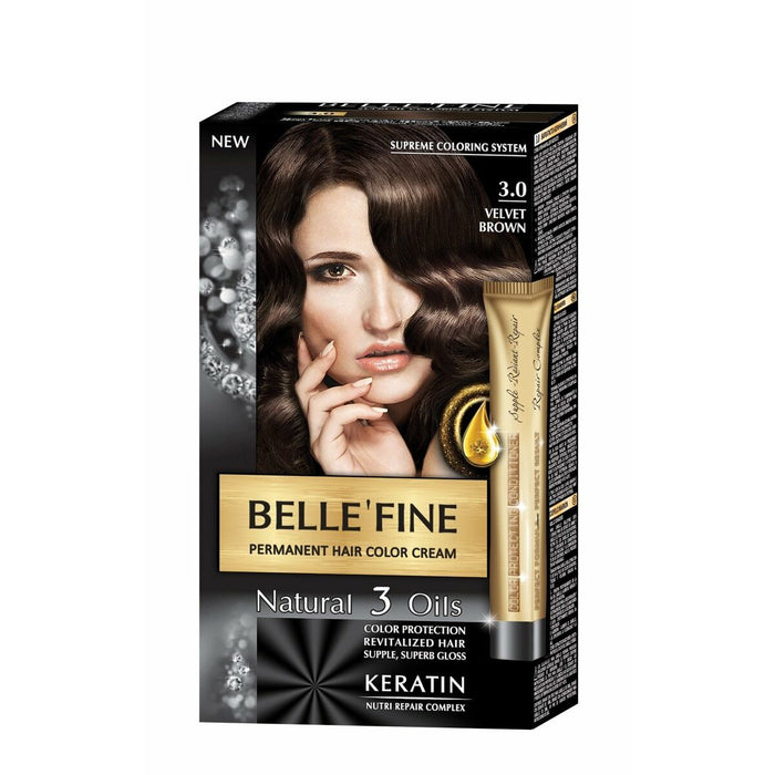 Vopsea Permanentă Belle´Fine Nº 3.0 Castaniu (30 ml)