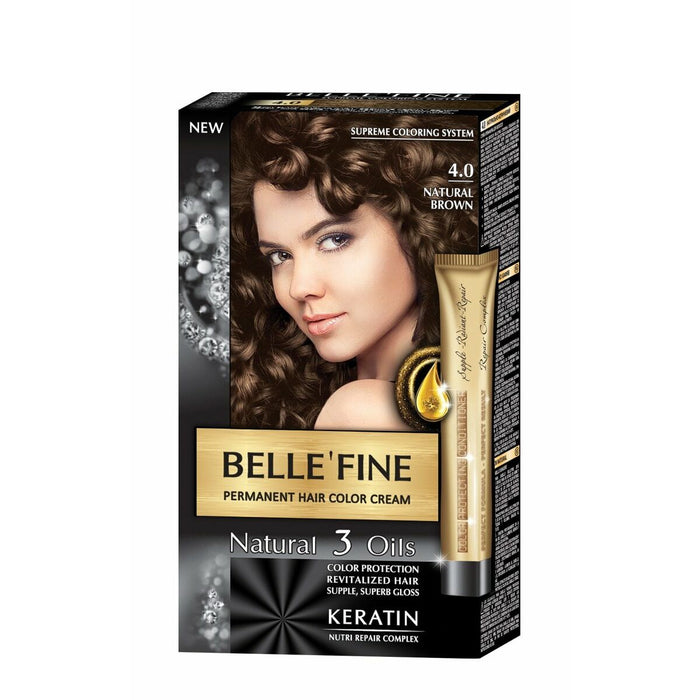 Vopsea Permanentă Belle´Fine Nº 4.0 Castaniu (30 ml)