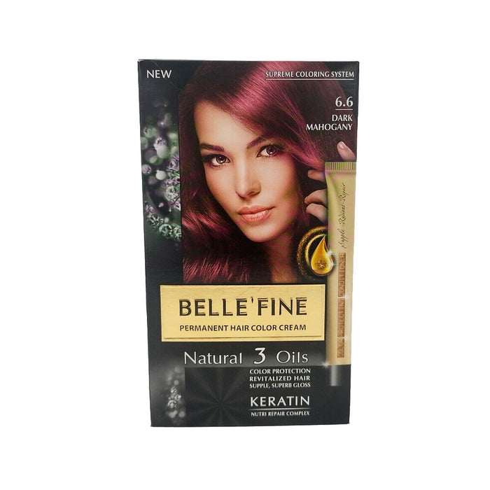 Vopsea Permanentă Belle´Fine Nº 6.6 Mahon întuneric 30 ml