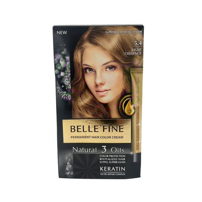 Vopsea Permanentă Belle´Fine Nº 5.4 Castaniu Deschis (30 ml)