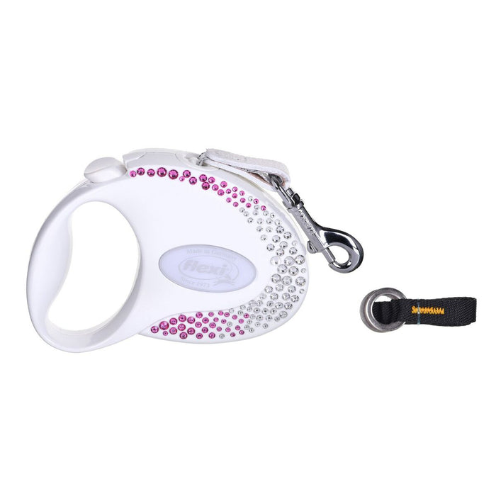 Lesă pentru câine Flexi Glam Composition with Swarovski crystals 3 m Alb S